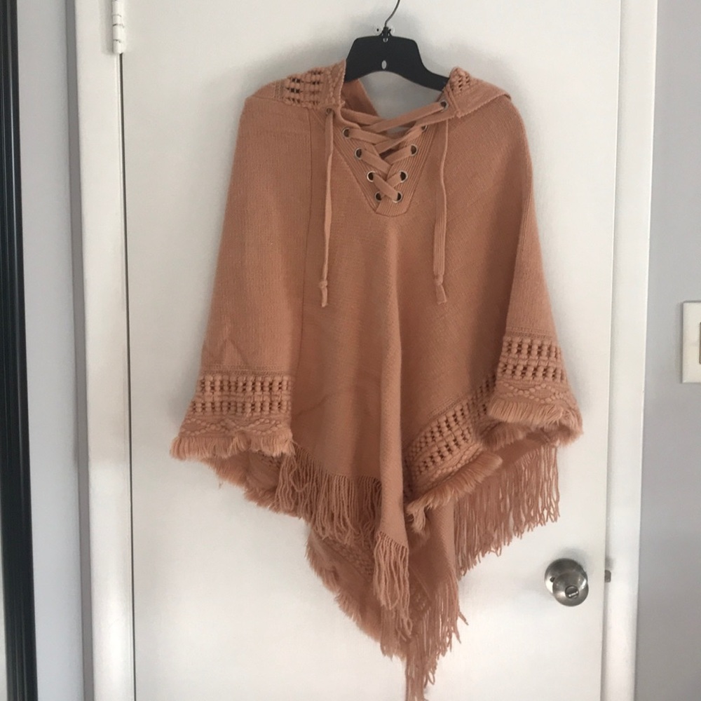 Blush hooded poncho!